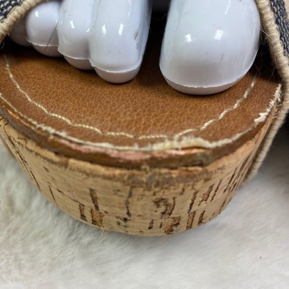 Crown Vintage Delight Criss Cross Striped Cork Wedge Platform Sandal, Sz 7.5 - Picture 5 of 12